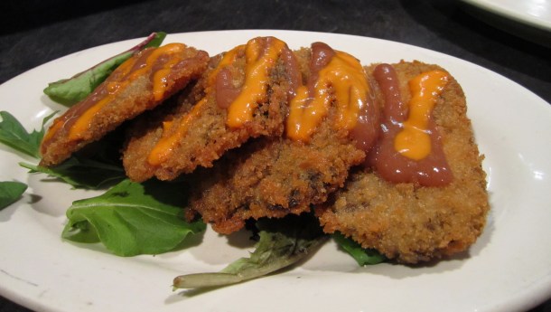 Red Lentil's Pan-Seared Breaded Portabella Strips