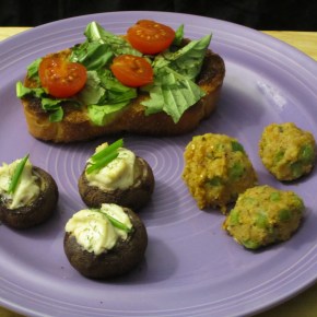 Meat-Free Monday Recipe: Vegan Hors D’Oeuvres (Black-Eyed Pea Fritters, Mushroom Poppers &&nbsp;Bruschetta)