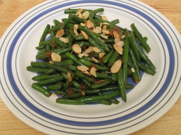 Sauteed Garlic-Ginger Green Beans with Roasted Almonds; image by The Opinioness