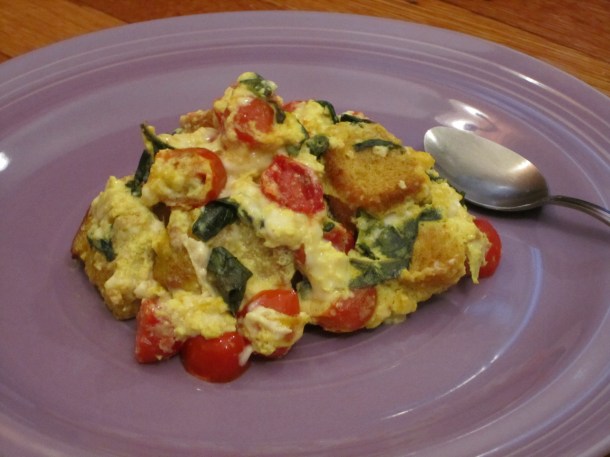 Vegan Tomato Basil Strata; image by The Opinioness