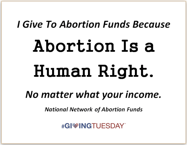 Giving Tuesday abortion funds sign